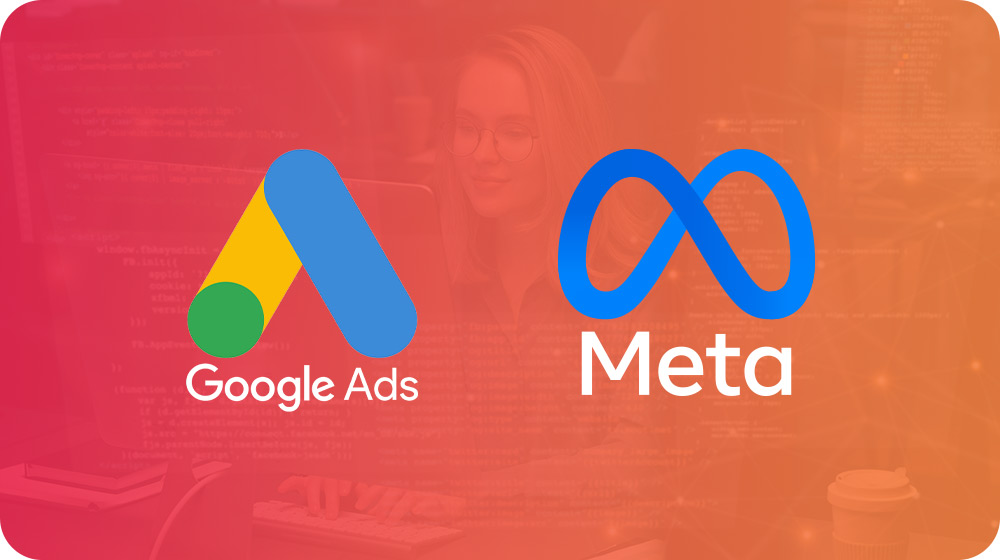Google Ads vs Meta Ads comparison banner featuring the Google Ads and Meta logos on a modern digital marketing background. The image highlights the differences between Google Ads PPC advertising and Meta Ads social media marketing, helping businesses choose the best online advertising platform for lead generation, brand awareness, audience targeting, conversion optimization, and digital marketing strategy.